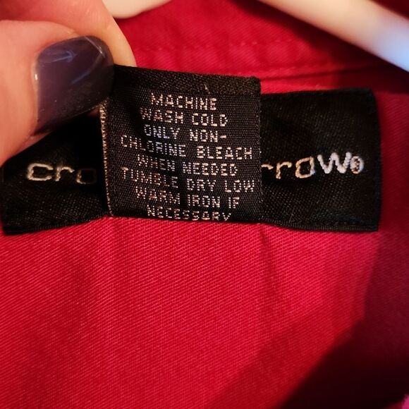 Croft & Barrow Long Sleeve Button Down Cotton Casual Shirt, Medium, Red - Picture 7 of 8